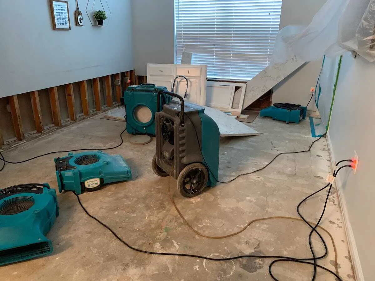Dehumidifier in flood-cut room for Water Extraction & Removal in Weatherford